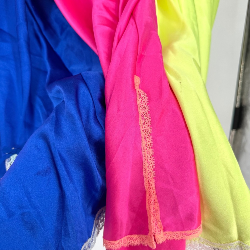 Victoria's Secret Satin Lace Cami Mini Lingerie Dresses 5 PC Bright Vibrant  L - Picture 3 of 11